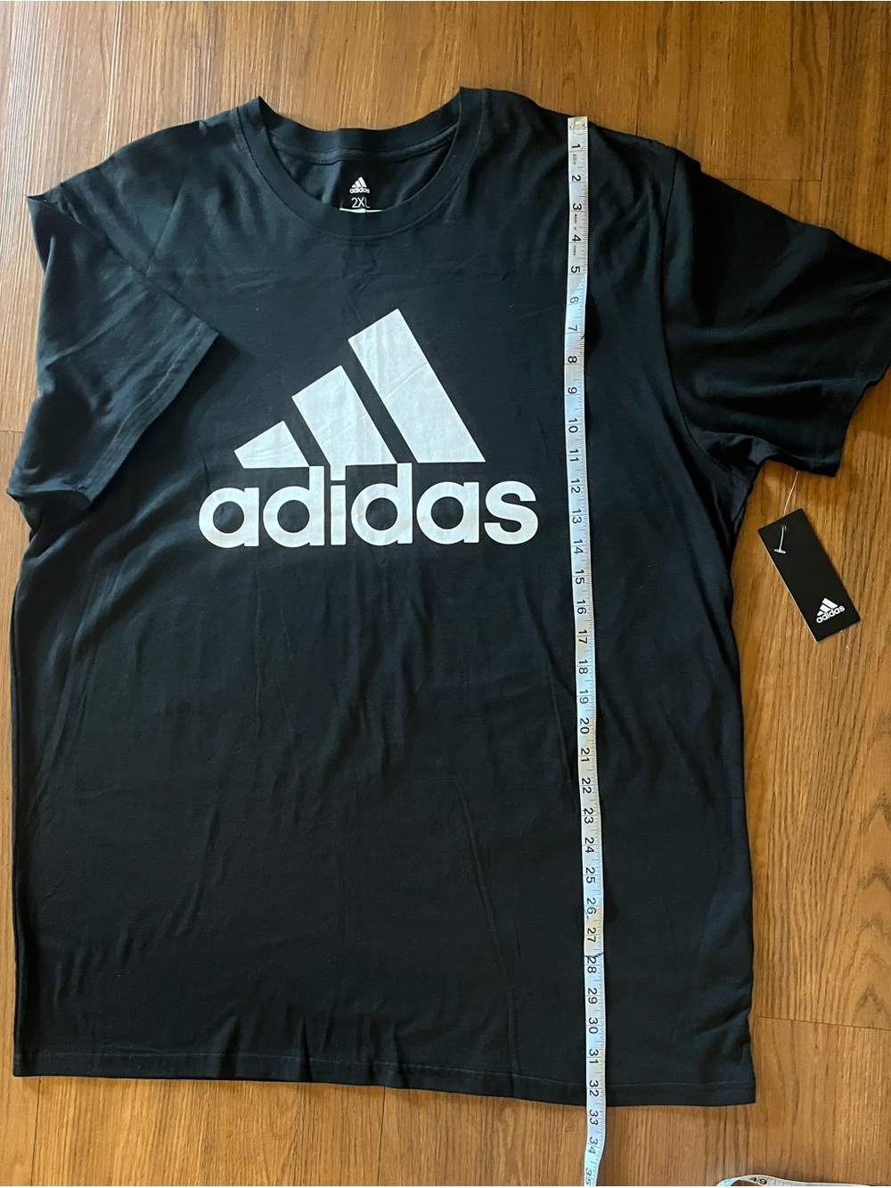 adidas Black Short Sleeve Tee with White Trefoil Logo
